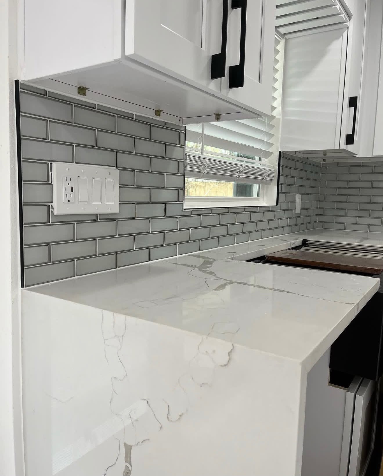 Backsplashes — finished glass subway tile kitchen backsplash